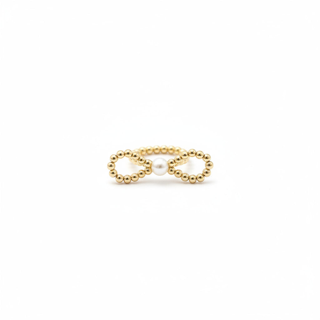 3mm Bow Ring with Cultured Pearl