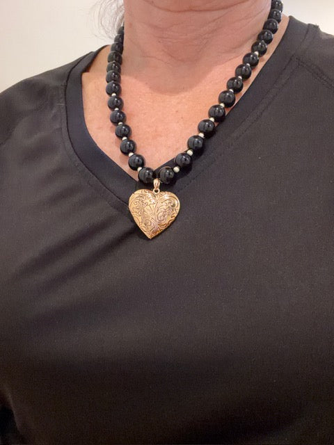 Ms. Black Locket Necklace