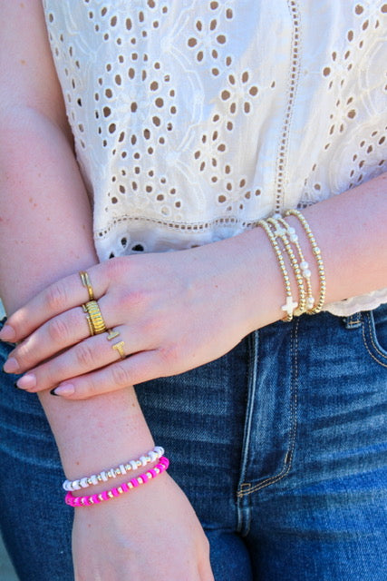 Ms. Lila Bracelet in Bright Pink or Soft White