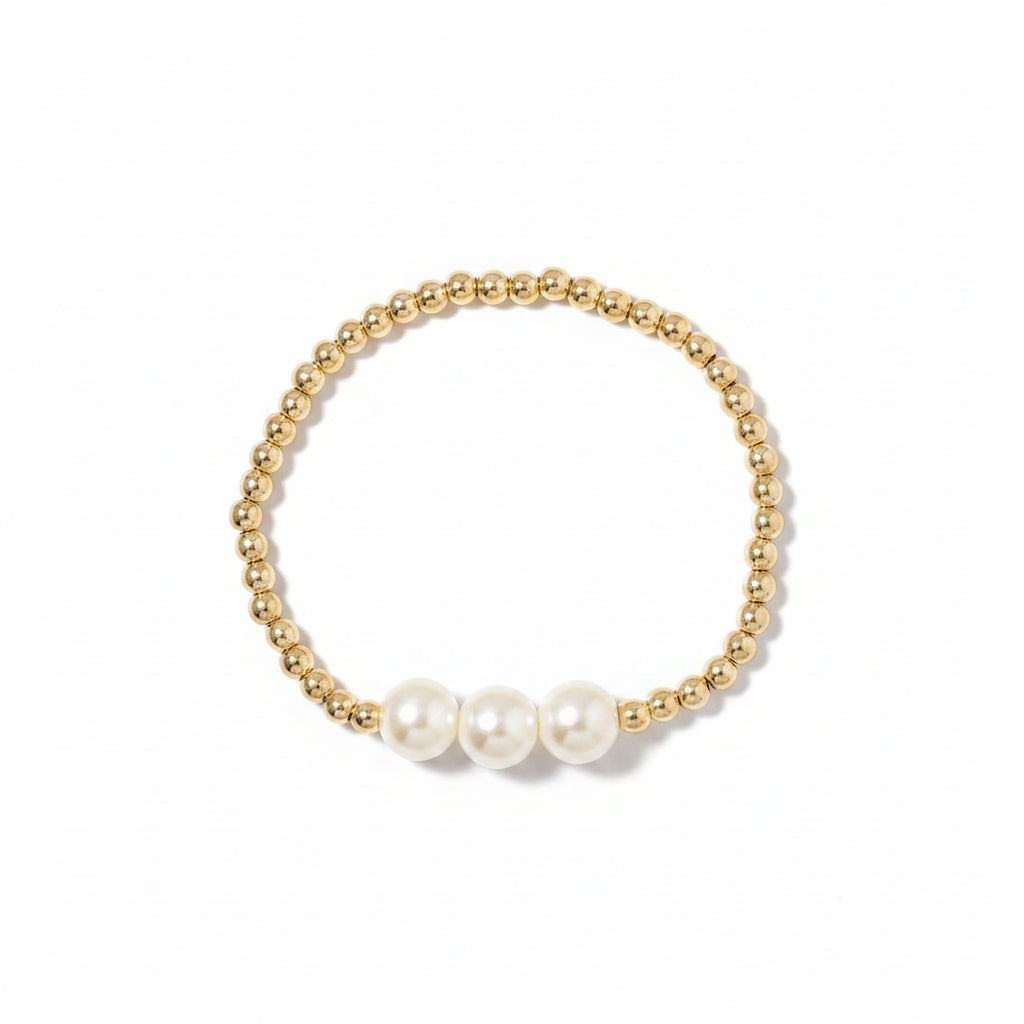 Midnight Magnolia Triple Pearl Bracelet