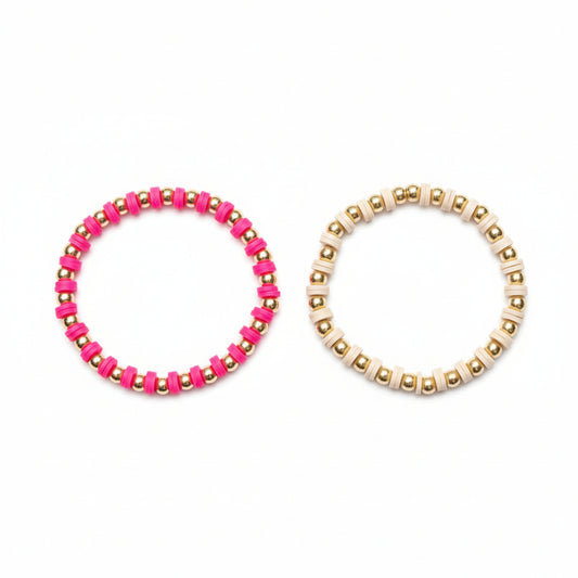 Ms. Lila Bracelet in Bright Pink or Soft White